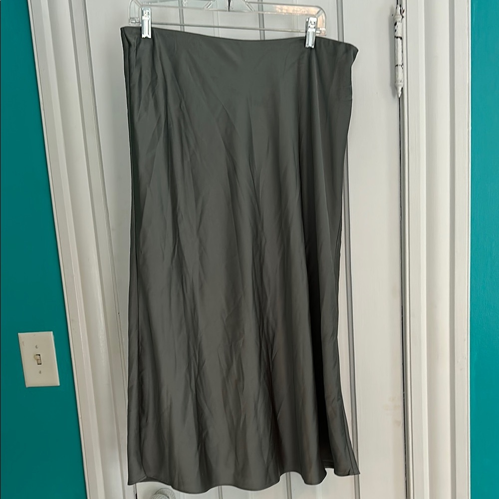 J. Crew Sage Gray A-Line Midi Skirt for Casual Wear